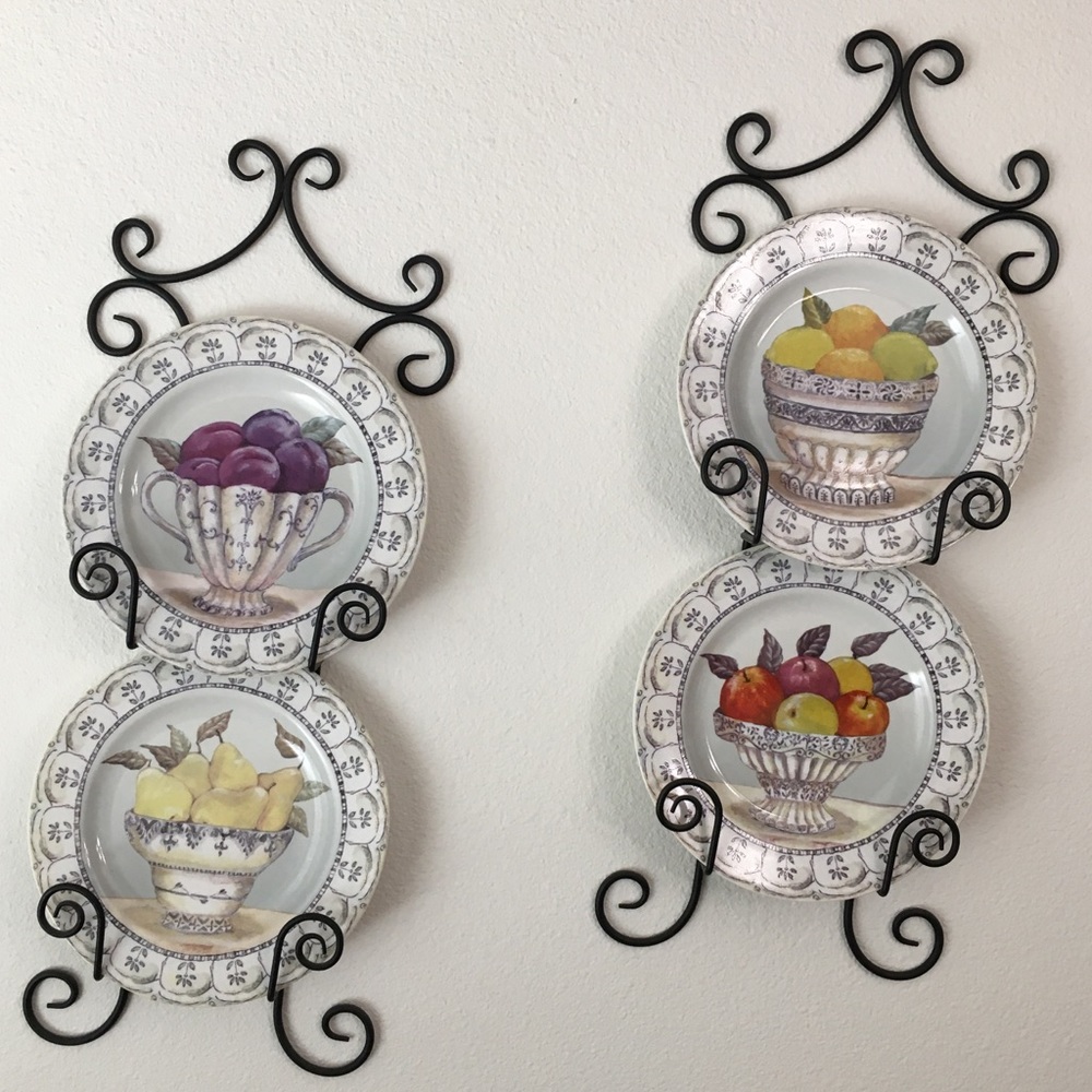 Fruit Toile Plate Set of Apples, Pears & More